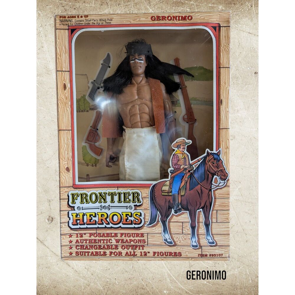 NWOT VTG Frontier Heroes 12"posable GERONIMO 1993 figure #93107